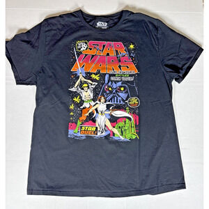 Mad Engine Star Wars Luke Skywalker Battles Darth Vader Black Graphic T-Shirt XL